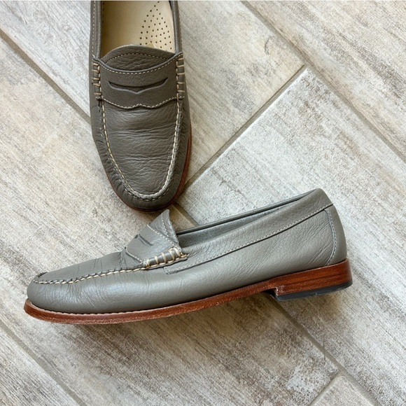 G.H. Bass Whitney Easy Weejuns Penny Loafers Gray Nappa Leather Size 7.5M - Picture 5 of 12